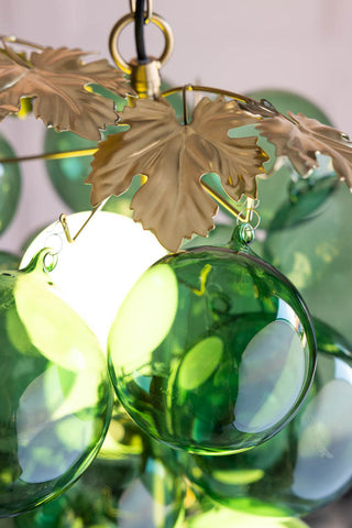 Close-up image of the Green Grapevine Glass Ceiling Light