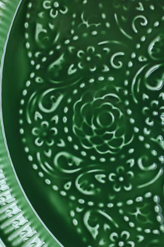 Detail image of the Deep Green Beautiful Enamel Tray