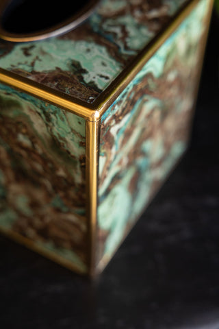 Detail image of the Green Marble Effect Tissue Box