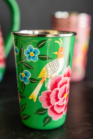 Image of the Green Painted Bird Stainless Steel Tumbler