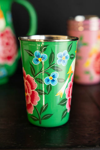 Image of the colour of the Green Painted Bird Stainless Steel Tumbler