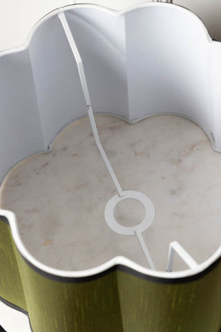 Image of the inside of the Olive Green Scalloped Lampshade