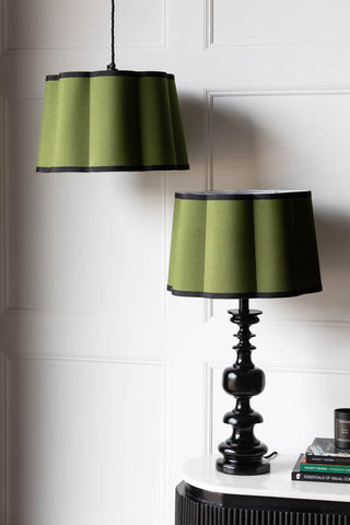 Image of the Olive Green Scalloped Lampshade