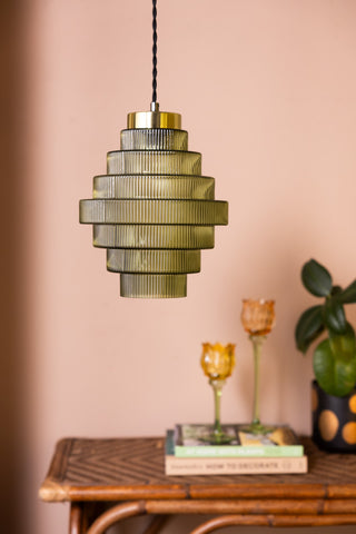 Image of the Tiered Green Glass Easyfit Ceiling Light Shade