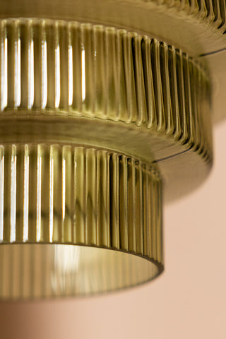 Detail image of the Tiered Green Glass Easyfit Ceiling Light Shade