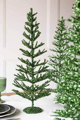 Lifestyle image of the Green Tinsel Christmas Tree