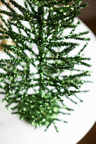 Close-up image of the Green Tinsel Christmas Tree