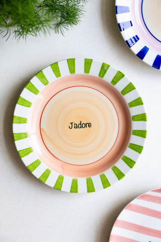 Detail image of the Green & Pink J’adore Ceramic Serving Plate