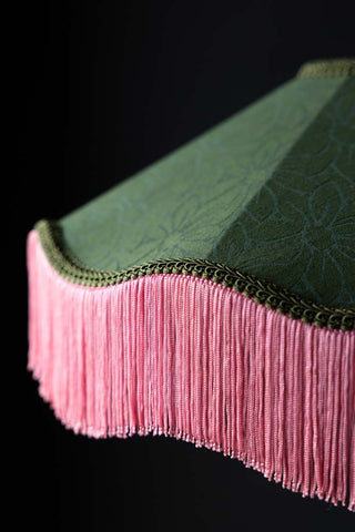 Close-up image of the Green & Pink Tassel Ceiling Light Shade
