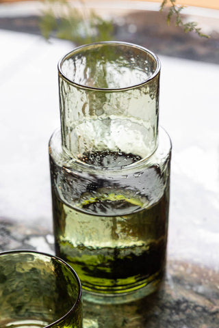 Detail image of the HKLIVING Olive Green Organic Glass Carafe