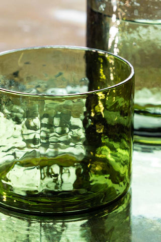 Close-up image of the HKLIVING Olive Green Organic Glass Tumbler