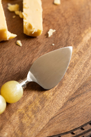 Close up image of the wide cheese knife from the HKLIVING Yellow Bobble Cheese Knives Set. 