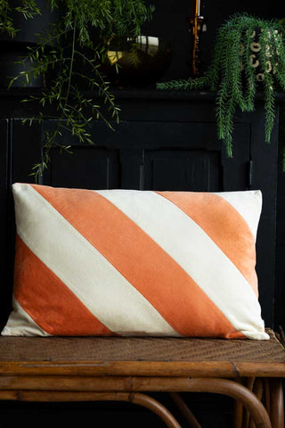 Image of the HKliving Peach & Cream Stripe Velvet Cushion