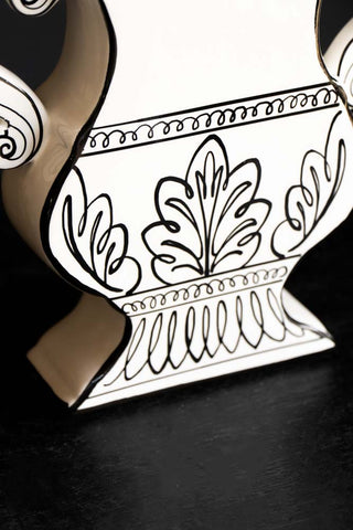 Close-up image of the Hand-Painted Black & White Vase