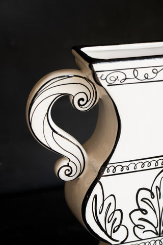 Image of the handle for the Hand-Painted Black & White Vase