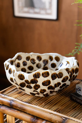 Image of the Handcrafted Brown Spotty Fruit Bowl