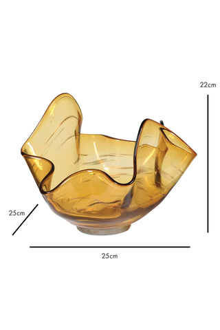 Dimension image of the Handmade Honey Glass Handkerchief Vase
