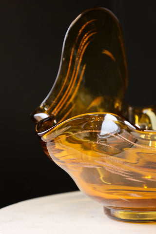 Close-up image of the Handmade Honey Glass Handkerchief Vase