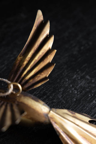 Image of the finish for the Antique Gold Bird Hanging Ornament