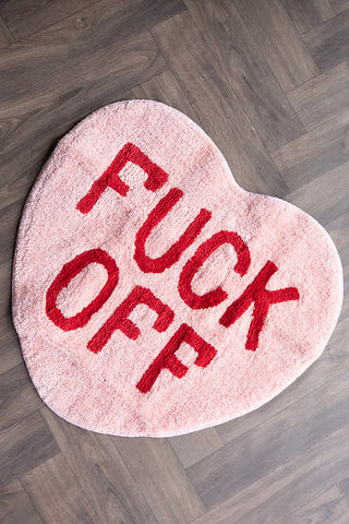 Image of the Heart Shape 'Fuck Off' Bathmat