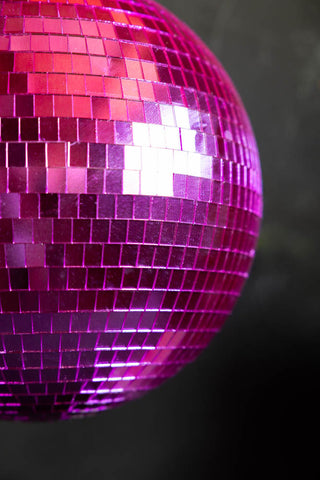 Close-up of the Hot Pink Disco Ball.