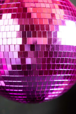 Close-up of the tiles on the Hot Pink Disco Ball.