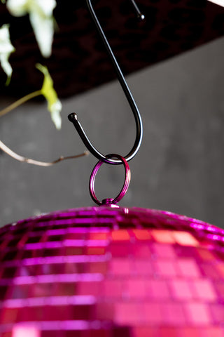 Close-up of the hanging loop on the Hot Pink Disco Ball.