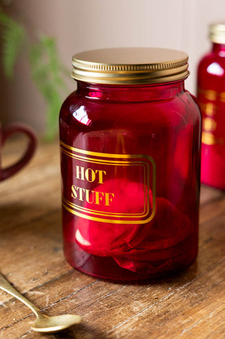Lifestyle image of the Hot Stuff Hot Pink Glass Storage Jar