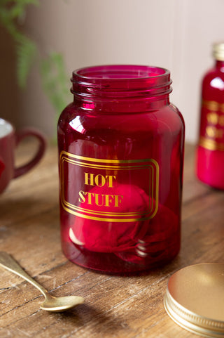 Image of the Hot Stuff Hot Pink Glass Storage Jar