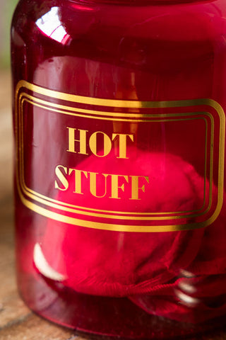 Detail image of the Hot Stuff Hot Pink Glass Storage Jar