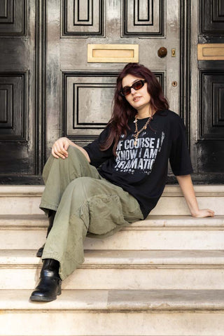 Detail image of the I Am Dramatic Black T-Shirt - Available in 6 Sizes