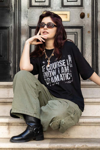 Close-up image of the I Am Dramatic Black T-Shirt - Available in 6 Sizes