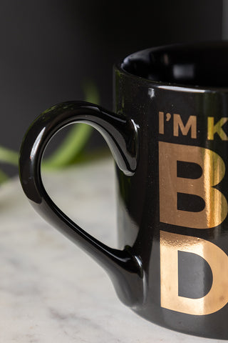 Close-up of the handle of the I'm Kind Of A Big Deal Mug.