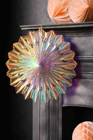Lifestyle image of the Iridescent Fan Christmas Decoration