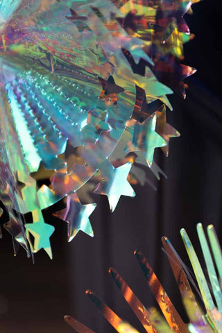 Close-up image of the Iridescent Star Ball Christmas Decoration