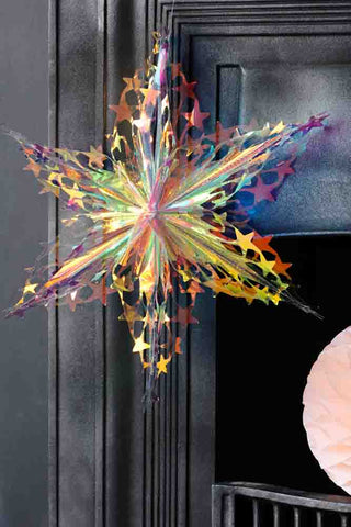 Lifestyle image of the Iridescent Star Christmas Decoration