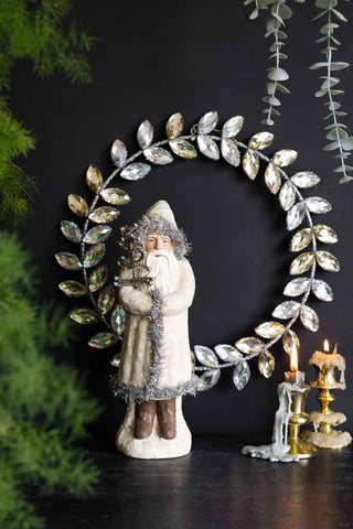 Detail image of the Jewelled Silver Leaf Door / Christmas Wreath