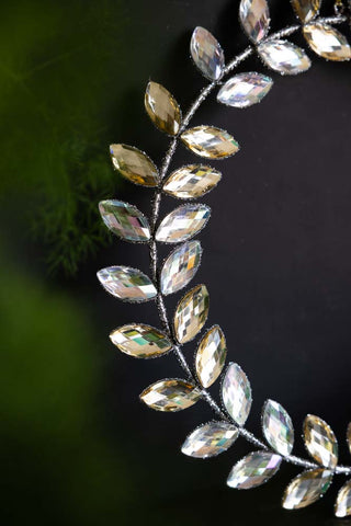 Image of the finish on the Jewelled Silver Leaf Door / Christmas Wreath