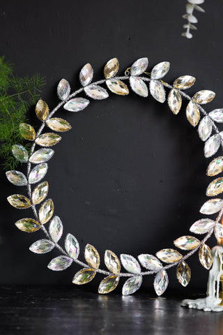 Lifestyle image of the Jewelled Silver Leaf Door / Christmas Wreath