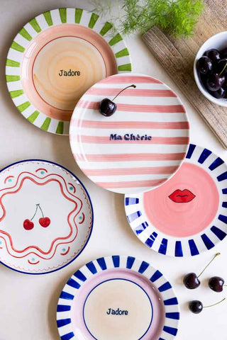 Image of the Cherry Print Ceramic Serving Plate with other designs