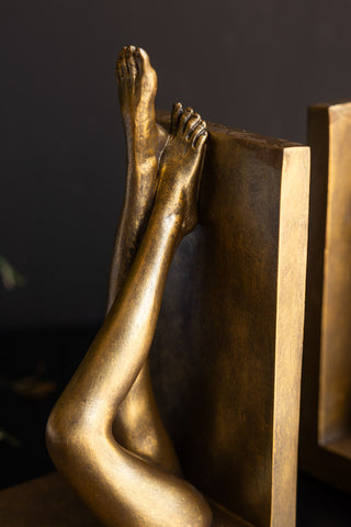 Close-up image of the Kicking Leg Book End