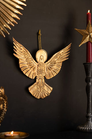 Image of the Large Antique Gold Dove Christmas Tree Decoration