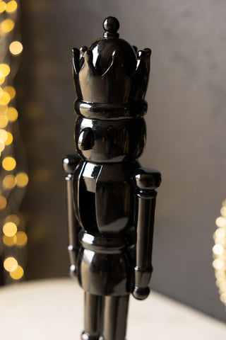 Close-up image of the Large Black Christmas Nutcracker Decoration