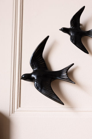 Lifestyle image of the Large Black Swallow Wall Decoration