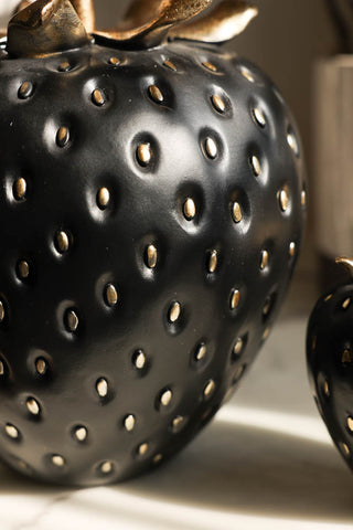 Detail image of the Large Black & Gold Strawberry Ornament