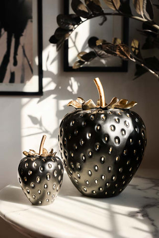 Image of the Large Black & Gold Strawberry Ornament