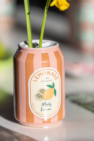 Close-up image of the Lemonade Can Vase