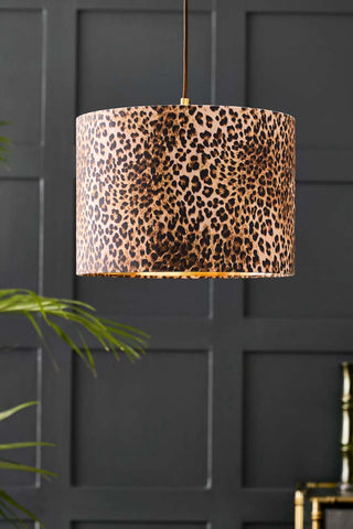 Lifestyle image of the Leopard Love Drum Lamp Shade