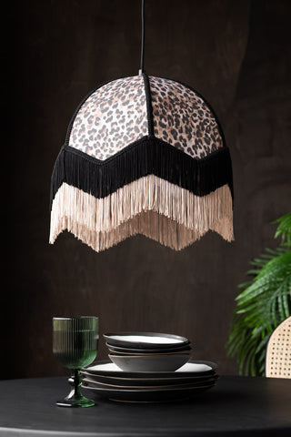 Image of the Leopard Love Print Double Tassel Edge Ceiling Light