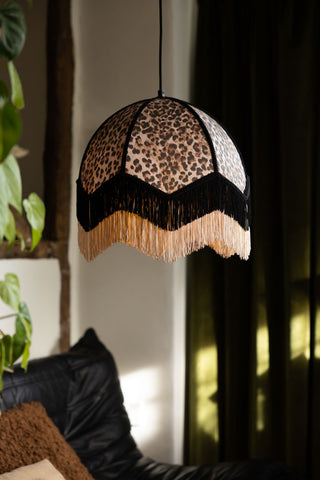 Detail image of the Leopard Love Print Double Tassel Edge Ceiling Light